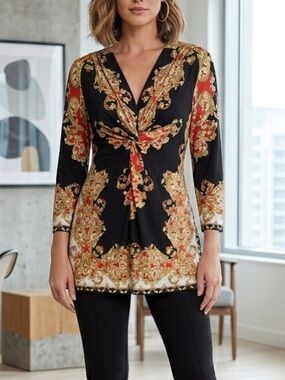 Boston Proper Baroque Twist Front Cocktail Tunic Dress M